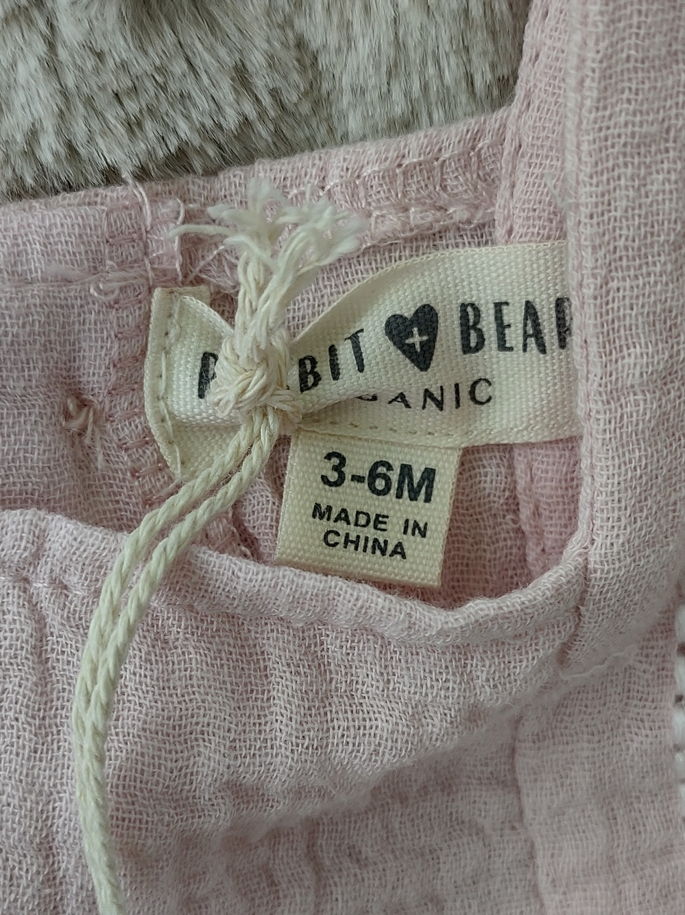 Rabbit + Bear Organic Pink Muslin Baby Dress with Sun Hat - Picture 4 of 4